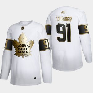 Herren Toronto Maple Leafs Eishockey Trikot John Tavares #91 Golden Edition Weiß Authentic